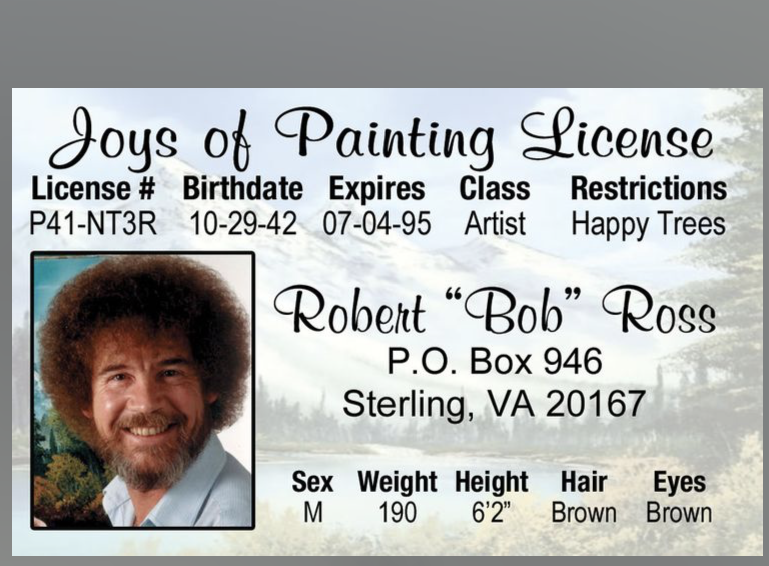 RePop Gifts  Bob Ross Novelty ID
